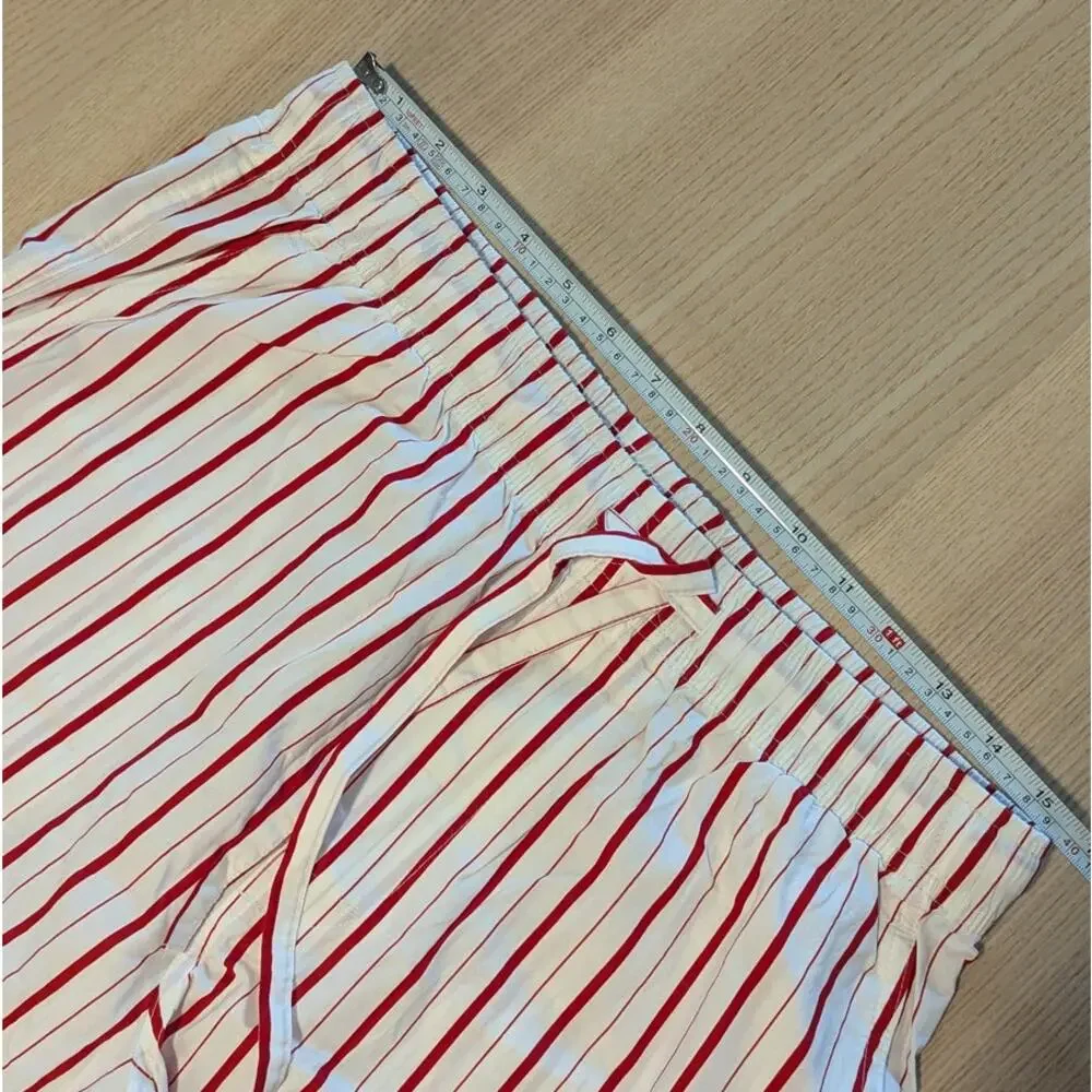 MENS Medium J. Crew Red and White Striped Cotton Pajama Set